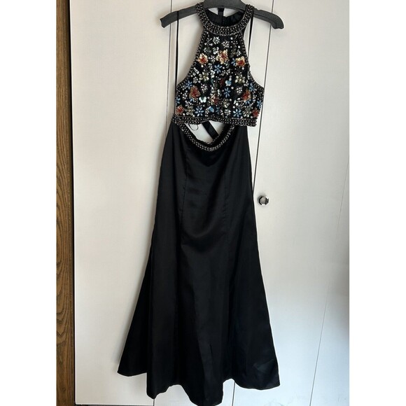 Cachet Two Piece Black Jeweled Prom Dress Mermaid style size 10 *Read - Picture 1 of 13